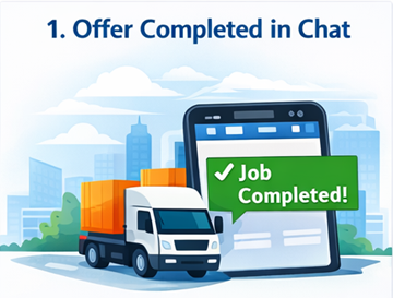 Ordem de transporte marcada como concluída e confirmada na interface de chat da ExusTrans