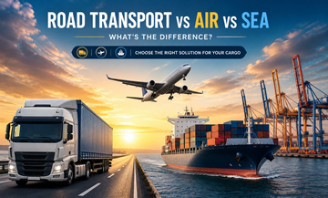 Comparação entre camiões de transporte rodoviário, aviões de carga aérea e navios porta-contentores de carga marítima na logística global